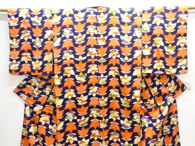  花模様小紋着物